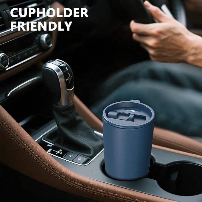 TILUCK 20 oz Tumbler with Leak-Proof Lid, Vacuum Insulated Stainless Steel Coffee Mug, Double-Walled Travel Tumbler for Hot and Cold Drinks(DarkBlue, 20oz)