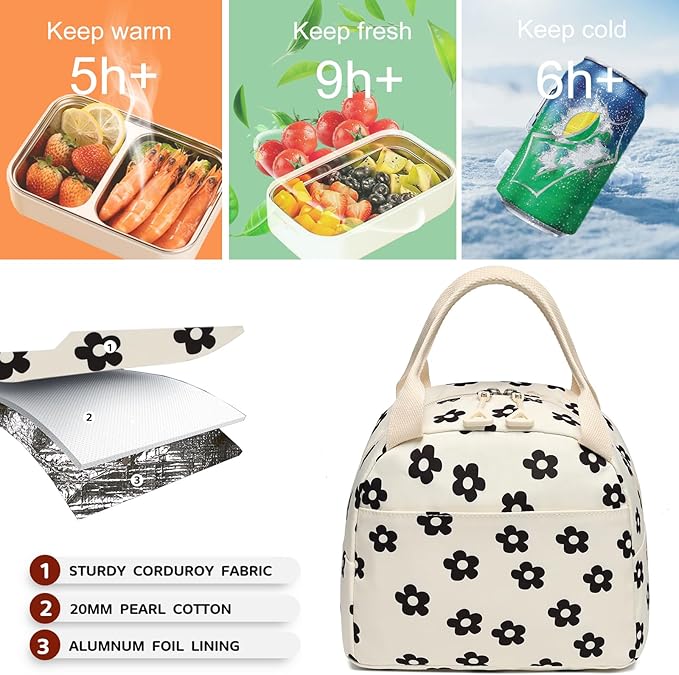 Bluboon Lunch Box for Women Cute Lunch Bag Reusable Insulated Lunch Bags Large Capacity Lunchbox Cooler for Work Picnic or Travel