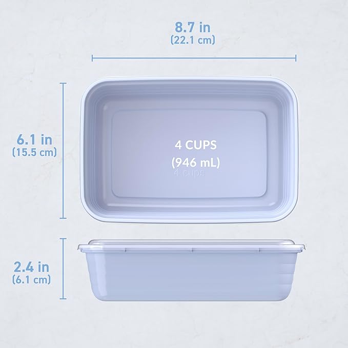 Bentgo Prep - 20-Piece 1-Compartment Reusable Meal Prep Containers with Lids, PFAS & BPA Free Materials, Durable, Microwave, Freezer, & Dishwasher Safe To Go Food Storage (Periwinkle)