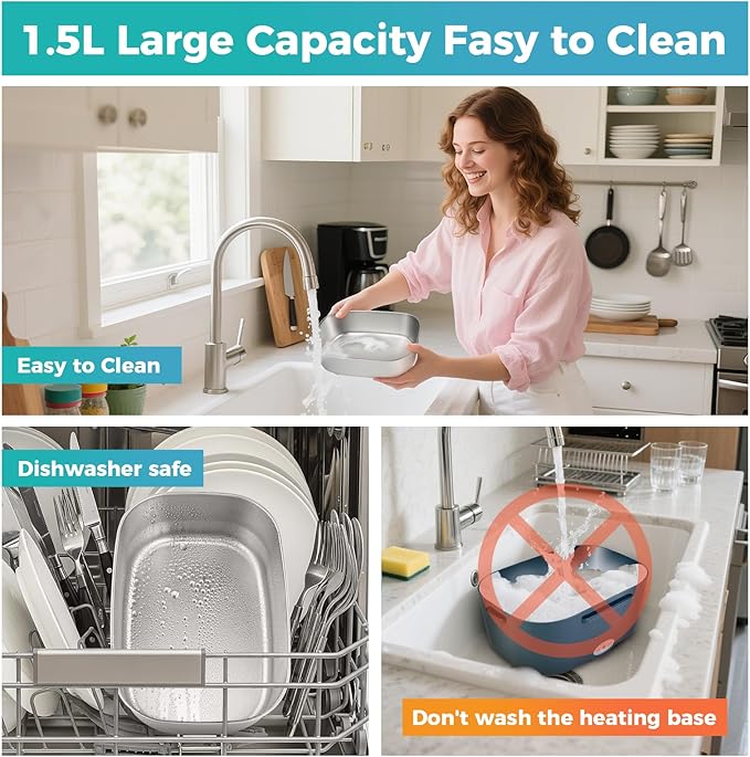 80W Electric Lunch Box for Car & Truck,12V/24V/110V Green Portable Warmer with 304 Stainless Steel Container,Ideal for Drivers & Office(Gray + Blue)