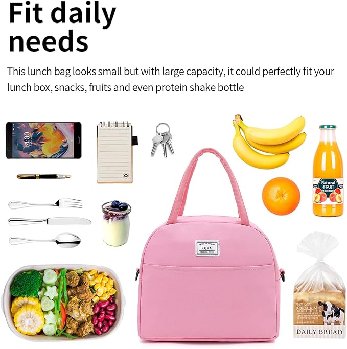 XQXA Lunch Bag Reusable Insulated Cooler Water Resistant Lunch Box Adult Tote Lunch Bag for Women/Men Work Picnic Beach or Travel
