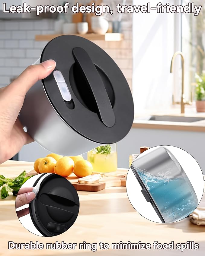 Stainless Steel Food Container,Round Food Storage Container Portable for Lunch, Meal Prep, Soup and Leftover 100W-Heated Lunch BoxLeakproof,Dishwasher Safe