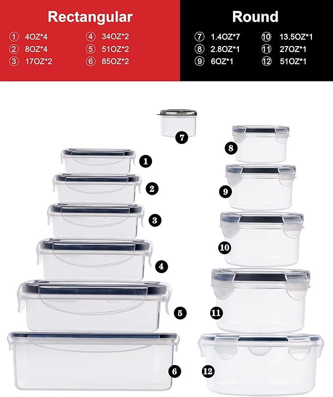 56 Pcs Large Food Storage Containers Set with Lids, Airtight Plastic Containers for Pantry & Kitchen Organization, BPA-Free, Leak-Proof