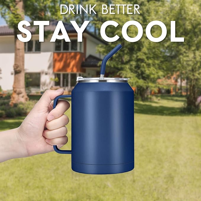 Zenbo 50 oz Mug Tumbler – Stainless Steel Vacuum Insulated Mug with Handle,Lid and Straw,Keeps Drinks Cold up to 36 Hours – Sweat-Proof Body, Dishwasher Safe