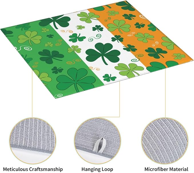 St. Patrick'S Day Lucky Shamrocks Pattern Irish Clover Celebration Day Drying Mat 16x18 Inch For Kitchen Counter Drying Mats Dish For Kitchen Counter Easy Clean Kitchen