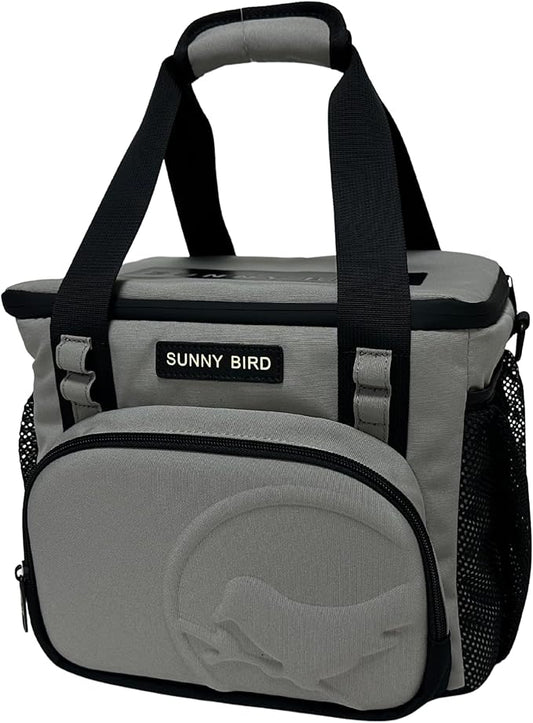 SUNNY BIRD 12L Large Insulated Lunch Bag, Leakproof and Foldable Lunch Cooler Box for Women Adult and Men, Fits 18 Cans (Grey)