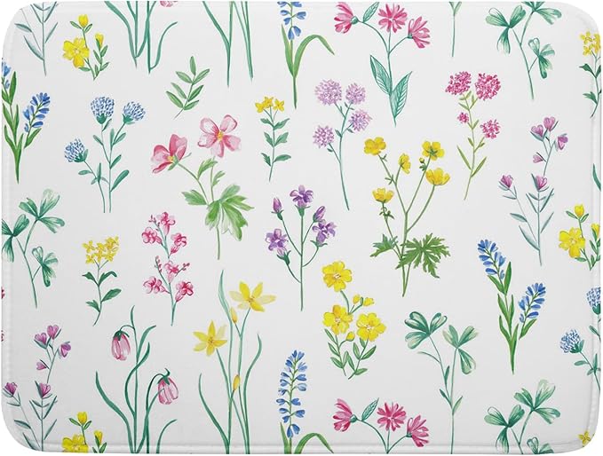 Spring Drying Mats for Kitchen Counter 18×24 Inch Watercolor Flower Large Microfiber Drying Mat Kitchen Accessories Dish Rack Mat Drainer Pad Washable Absorbent