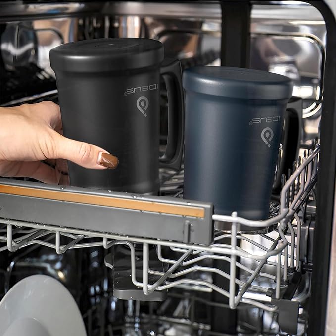 Ideus Insulated Beer Stein, 24/32oz Stainless Steel Double Walled Beer Mug Giant Bar Drinkware Metal Beer Cup with Big Grip Handle (24oz (710ml), Navy Blue)