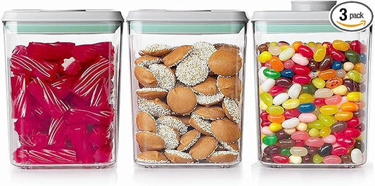 Pop Containers with Lids - Stackable Airtight Food Storage, Kitchen Pantry Storage Containers for Snacks Candy Salt Herbs Spices BPA-Free (1200ML*3)