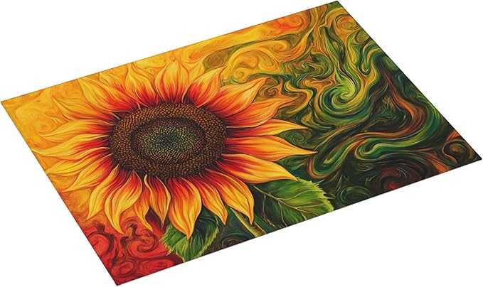 Watercolor Sunflower Dish Drying Mat for Kitchen Counter Microfiber Super Absorbent Non-Slip Dish Drying Pad for Countertops Dishes Utensils Stylish Quick-Dry Machine Washable 18x24 Inch