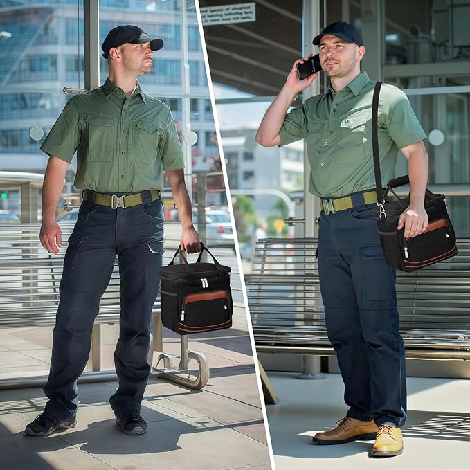 Beaulyn Construction Lunch Box for Men - Expandable Heavy Duty Lunchbox,Extra Large Lunch Bag with Adjustable Shoulder Strap for Worker Work Adults