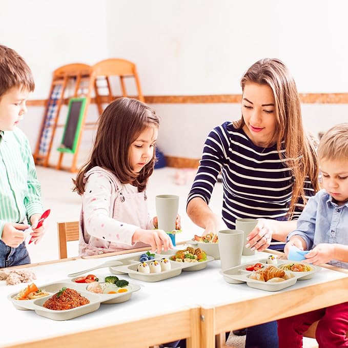 24 Pcs Wheat Straw Dinnerware Cutlery Set, Unbreakable Tableware Set, wheat straw dinnerware sets, Bowls, Cup, Cutlery Spoons Knifes Forks, BPA Free, Microwave Dishwasher Safe (Beige)