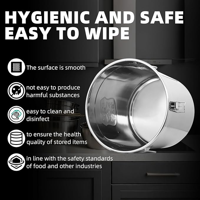21L/5.5 Gal 304 Stainless Steel Containers with Lids 710 Oz Stainless Steel Airtight Containers with Lids and Lock Hole 304 Airtight Container for Kitchen 304 Stainless Bucket containers