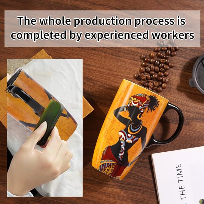 Topadorn Ceramic Mug Coffee Cup with Spill-Proof Lid Latte Mug for Home and Office with Gift Box,Girl