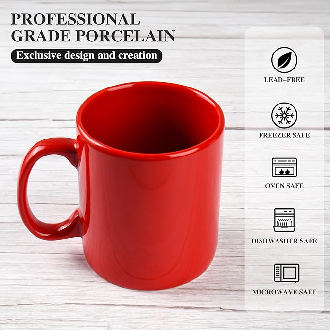 29oz Extra Large Ceramic Coffee Mug with Handle for Office and Home (Red)