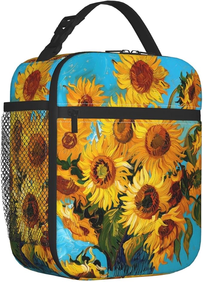 Sunflower Insulated Lunch Box for Women Men Sunflower Lunch Bag for Travel,or Fishing Polyester