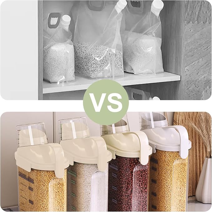 1 Piece Cereal Containers Storage, 2.5L/85oz Rice Airtight Storage Container, BPA Free Clear Plastic Cereal Dry Food Flour Bin, Dog Cat Food Dispenser with Measuring Cup, for Kitchen Pantry
