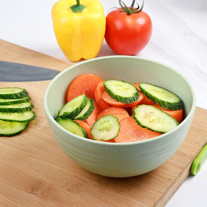 Unbreakable Cereal Bowls - Wheat Straw Fiber Lightweight Bowl Sets 4 - Dishwasher & Microwave Safe - for,Rice,Soup Bowls (24 OZ)