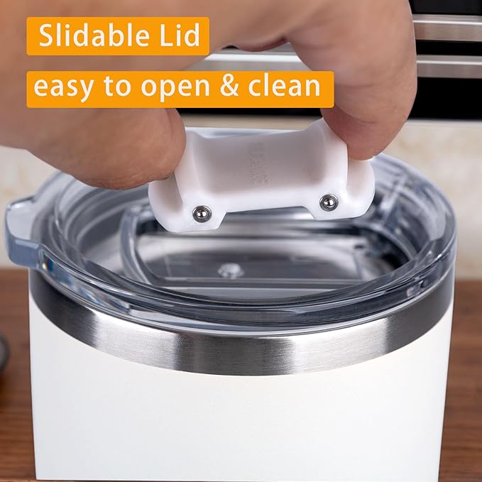 White 20 oz Stainless Steel Double Wall Vacuum Insulated Tumbler with Slidable Lid,Dishwasher Safe & Spill Proof Travel Coffee Cup & Mug For Women,Durable Coating Scratch Resistant Outdoor,Hot Cold