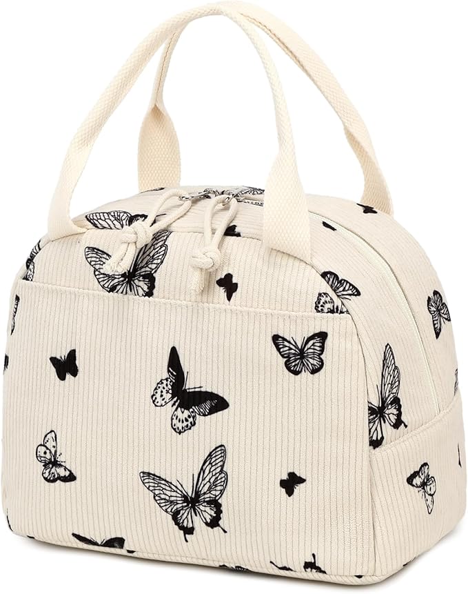 Bluboon Lunch Bag for Women Men Cute Corduroy Lunch Tote Bags Reusable Insulated Lunch Box Large Capacity Reusable Insulated Cooler for Work Picnic or Travel