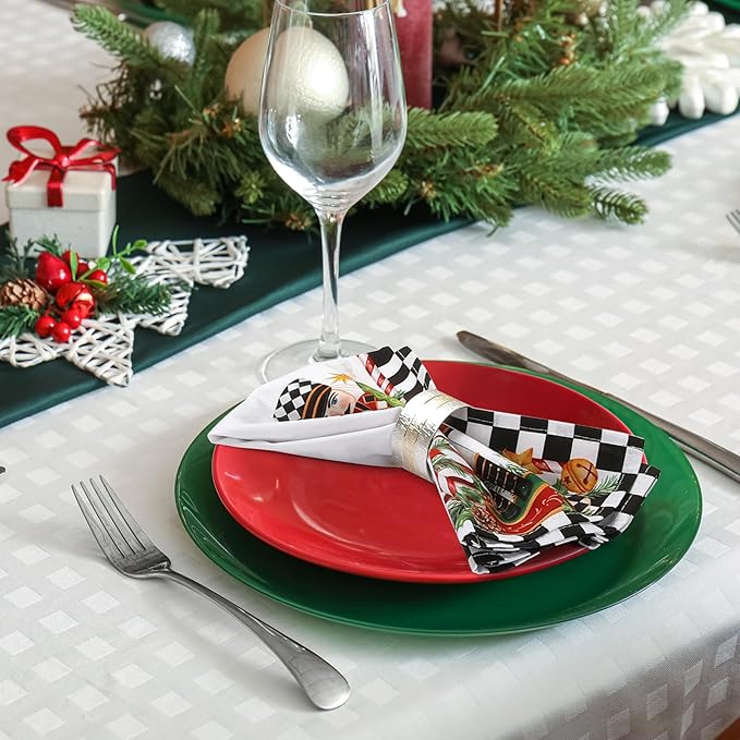 Christmas Nutcracker Napkins, 18×18 Inch Dinner Cloth Napkins Set of 4, Washable Cotton Soft Absorbent Square Table Top Decoration for Dining Kitchen Party Wedding