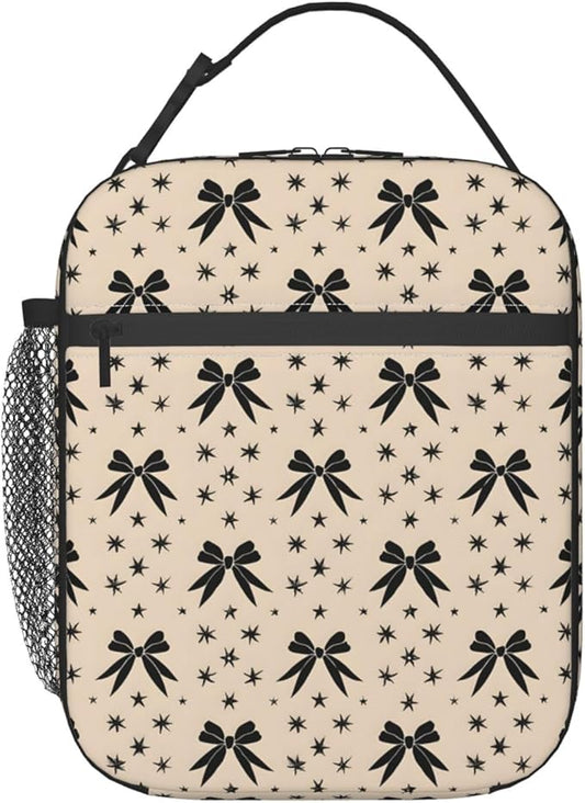 Bows and Stars Lunch Box for Women Men, Insulated Lunch Box, Reusable Lunch Bag for Office, Work, Picnic, Travel