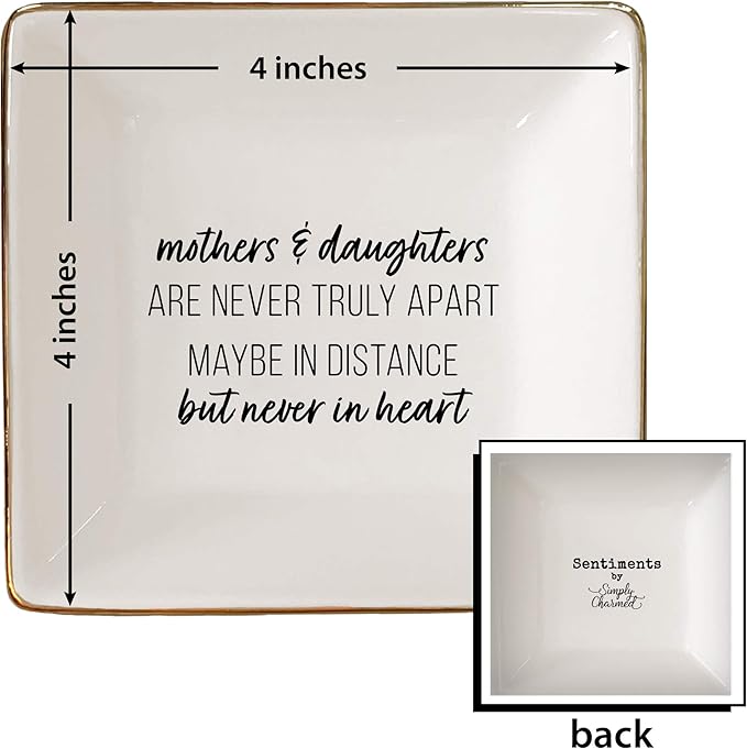 Simply Charmed Gift from Daughter or Mother's Day or Birthday Gift Between Mom and Daughter - Ceramic Jewelry Ring Dish or Tray