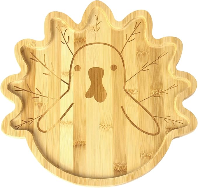 Turkey Plate, Bamboo Turkey Platter, Reusable Dessert Plate, Cute Dinner Plate, Funny Charcuterie Board, Novelty Solid Serving Tray, Birthday Party Decorations (11.4"x11.4"x0.6")