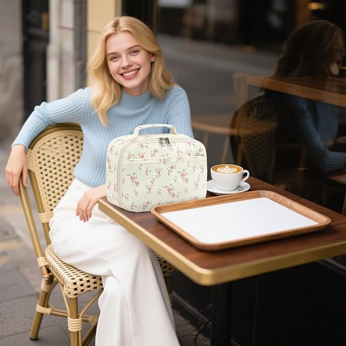 Bluboon Kids Girls Lunch Bag Insulated Lunch Box for school Corduroy Lunch Cooler Organizer School Kids Lunch Tote