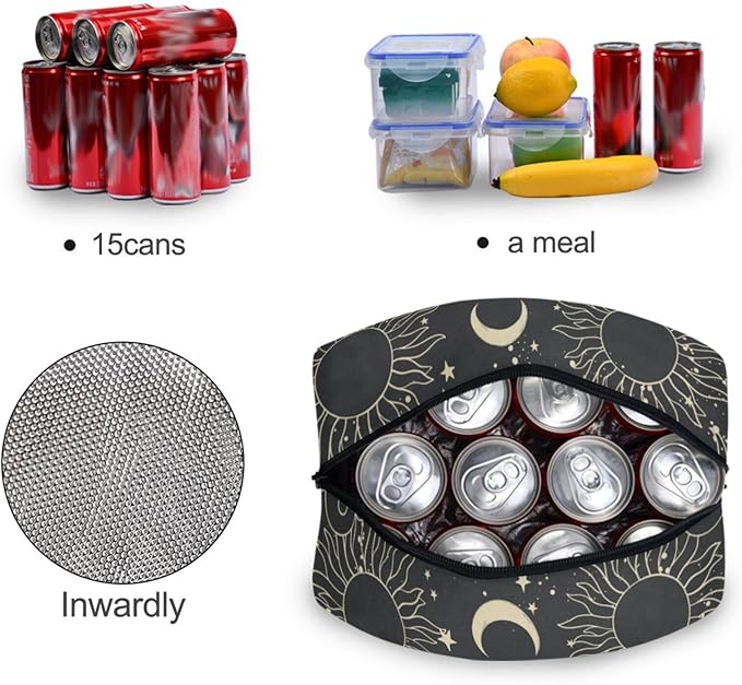 Tarot Boho Moon Lunch Bag for Women Men Reusable Insulated Lunch Tote Bag for Office Work School Picnic Hiking