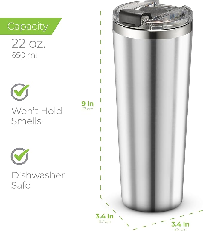 SIPX™ Triple-Insulated Tumblers - 22oz. Premium Modern Tumbler With Lid, insulated Cup Keeps Hot For 6 Hours, Stainless Steel Tumbler Made Of Sustainable Material, Coffee Travel Mug For Home & Office