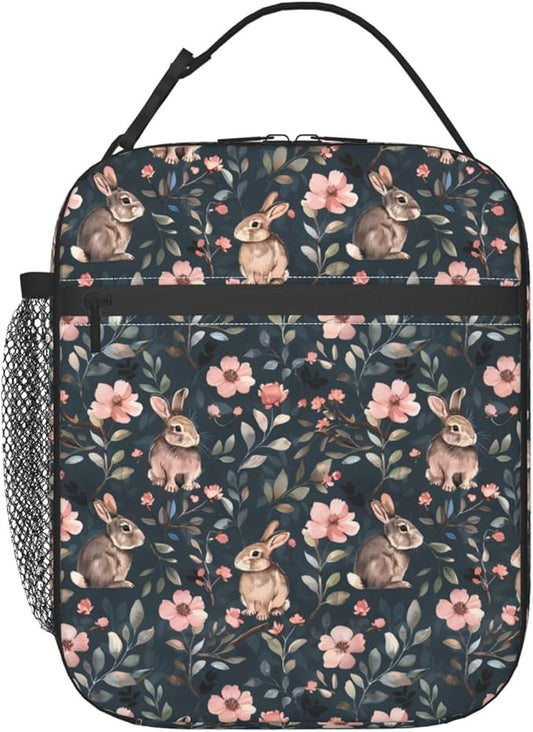 Reusable Bunny Lunch Box for Kids Girls Boys Women Adult, Insulated Cute Rabbit Lunch Bag,Polyester Cooler Handbags Case for School Picnic Work Travel Beach or Hiking