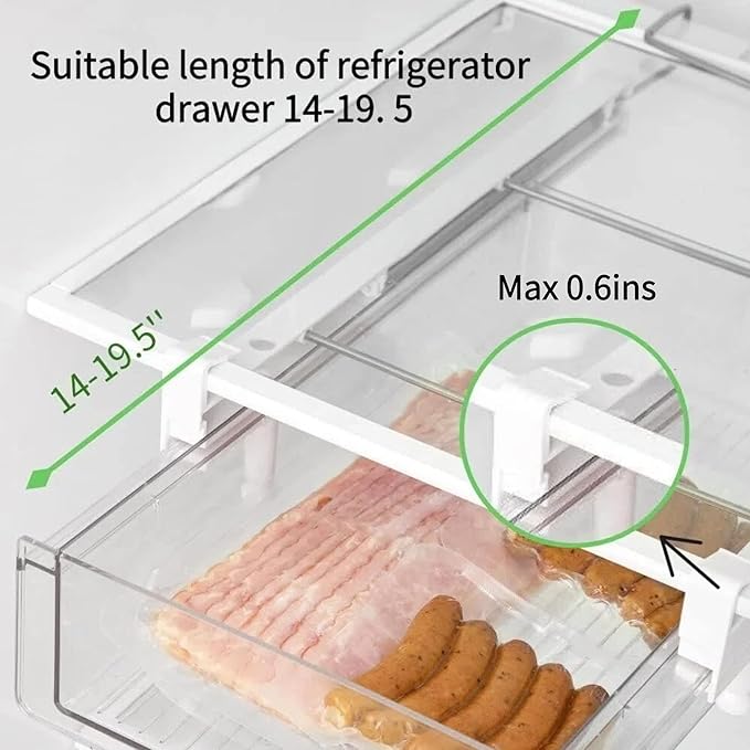 vacane Fridge 28 Egg Drawer Pull Out,Clear Egg Holder Tray for Refrigerator With Handle, Refrigerator Organizer Bins Heavy Duty-L With Egg Tray