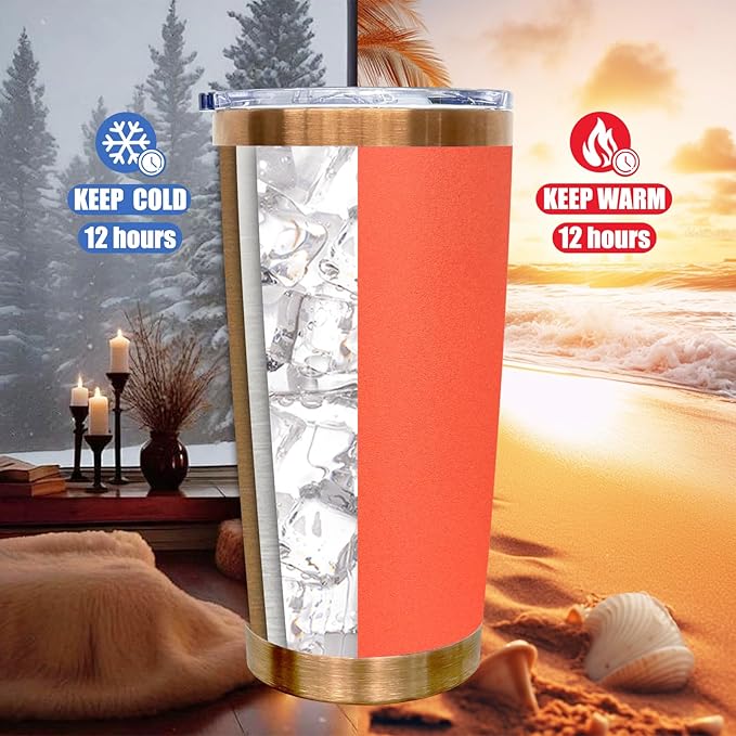 20 oz Tumbler Stainless Steel Tumbler with Lid and Straw, Double Wall Vacuum Insulated Travel Coffee Mug for Laser Engrave, Powder Coated Cup for Hot and Cold Drinks (Orange,1 pack)