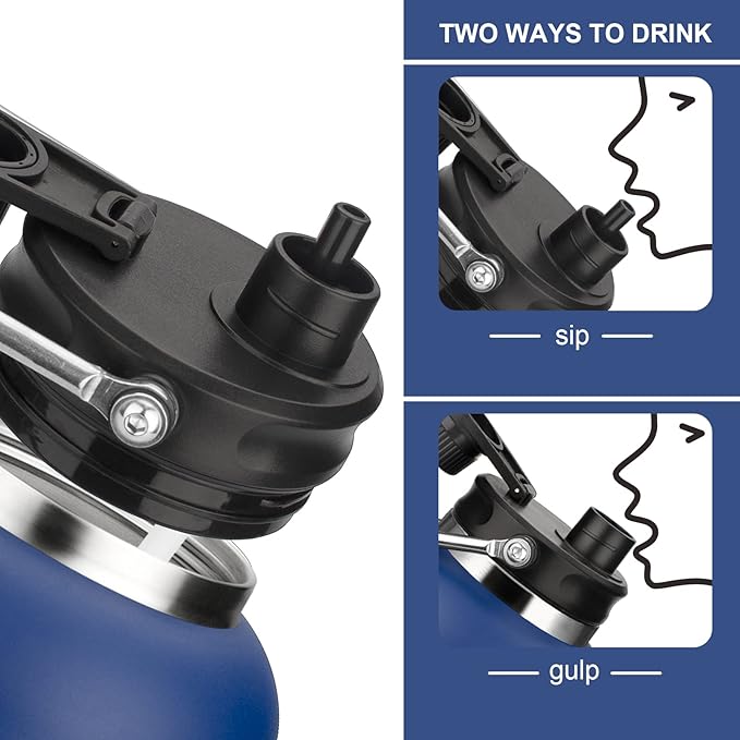 Zenbo One Gallon Jug with Straw, 128 oz Double Wall Vacuum Insulated Sports Water Bottle, Keeps Cold up to 48 Hours, Leak-Proof & Sweat-Proof Stainless Steel Water Jug for Gym, Outdoor & Camping