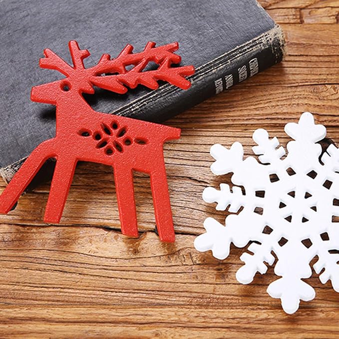 Tinsow Christmas Cast Iron Trivet for Hot Dishes Pot Holder for Kitchen Or Dinning Table Red Cup Mug Coasters coTrivet with Rubber Pegs Feet Red Elk Snowflake (Elk)