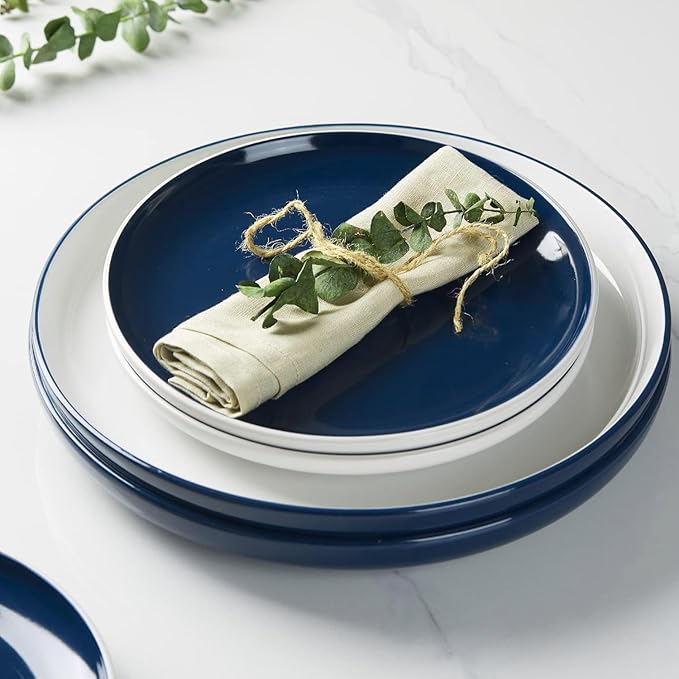 GBHOME 12 Pieces Ceramic Dinnerware Set, Modern White Dish Set for 4，Scratch Resistant Smooth Plates and Bowls Sets，Oven Safe，Microwave & Dishwasher