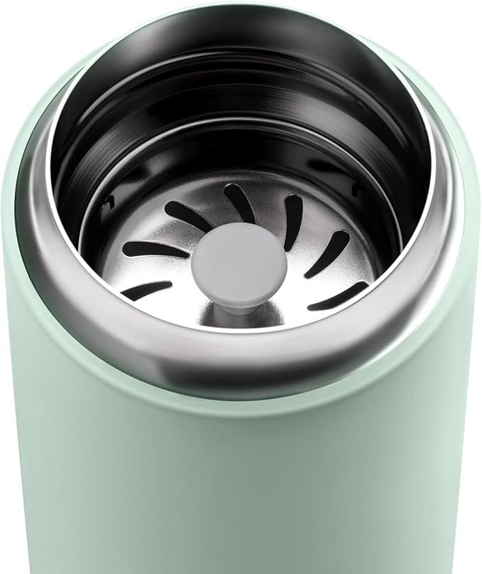 Fellow 12 oz Carter Move Travel Mug - Vacuum-Insulated Stainless Steel Travel Coffee Mug - Coffee Tumbler with Ceramic Interior and Splash Guard - Mint Chip