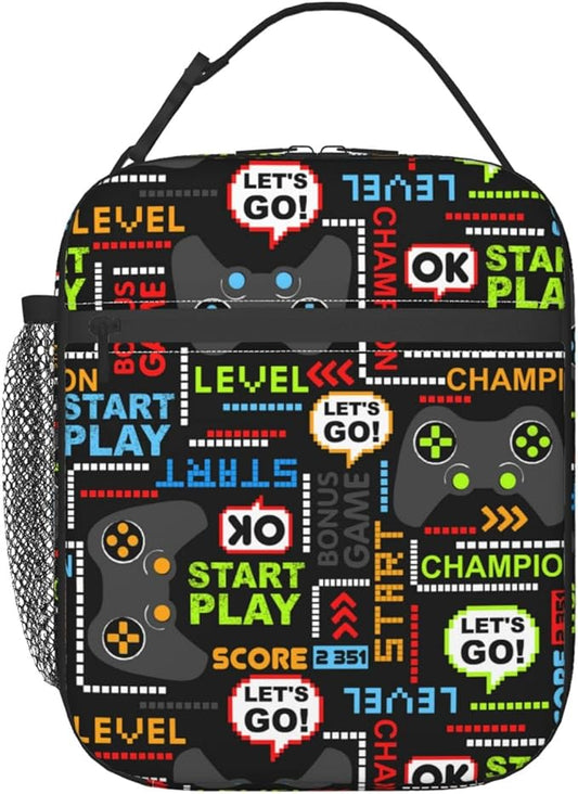 Video Game Controller Insulated Lunch Box Portable Lunch Bag with Detachable Handle,Reusable Lunchbox for Boys Girls Adults (Mrlunchbag-2302)