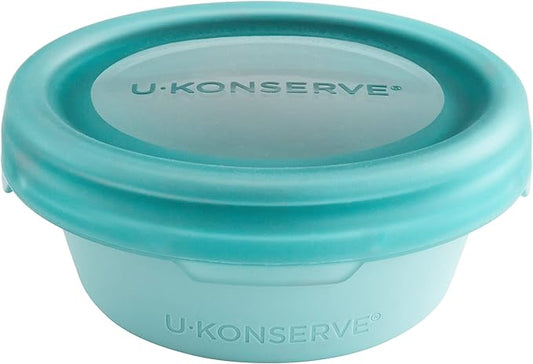 U Konserve Platinum Silicone Food Storage Bento Box Dual Seal Container - Leak Proof, Shatter Proof, Dishwasher Safe, Plastic Free - 8oz (Seafoam)