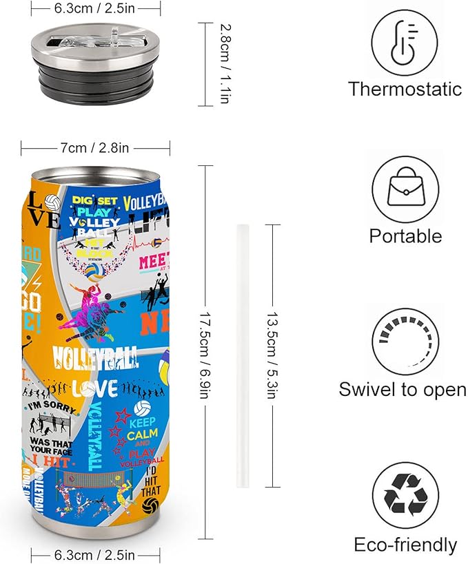 Volleyball Tumbler Cup Travel Mug With Lid,Volleyball Lover Birthday Gifts Stainless Steel Vacuum Coffee Mug Cup Volleyball Gifts For Women Men 17 Oz