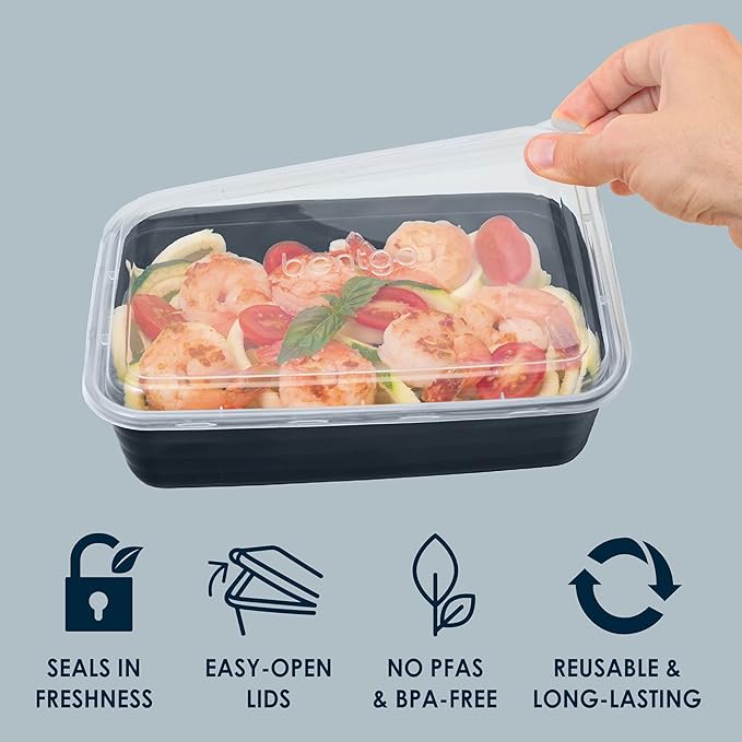 Bentgo Prep - 20-Piece 1-Compartment Reusable Meal Prep Containers with Lids, PFAS & BPA Free Materials, Durable, Microwave, Freezer, & Dishwasher Safe To Go Food Storage (Navy Blue)