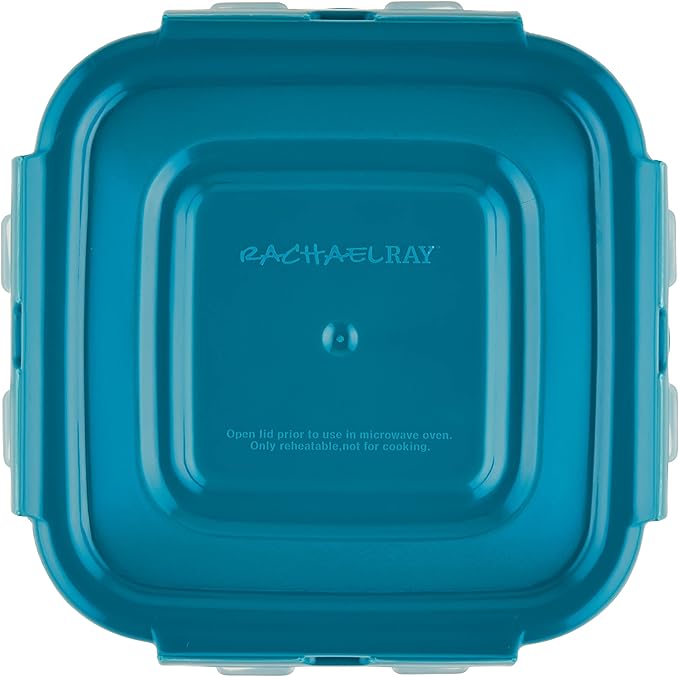 Rachael Ray Leak-Proof Stacking Container Food Storage Bin Set, 20-Piece, Clear with Teal Lids