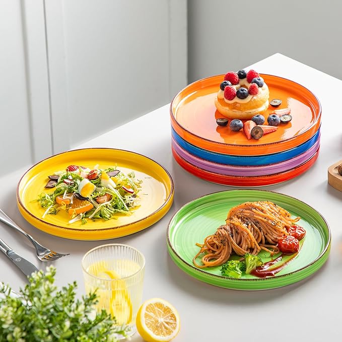 vancasso Bonita 8.5 inch Salad Plates, Ceramic Small Dinner Plates Set, Dessert Plates Set of 6, Microwave,Oven and Dishwasher Safe, Multicolor