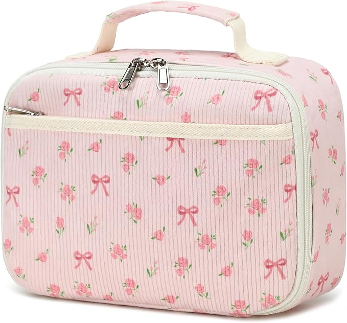 Bluboon Kids Girls Lunch Bag Insulated Lunch Box for school Corduroy Lunch Cooler Organizer School Kids Lunch Tote