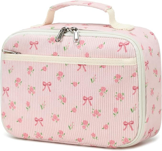 Bluboon Kids Girls Lunch Bag Insulated Lunch Box for school Corduroy Lunch Cooler Organizer School Kids Lunch Tote