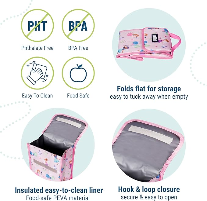 Wildkin Kids Insulated Lunch Bag – Reusable, Ideal for Hot/Cold Snacks, School & Travel - Fairy Garden