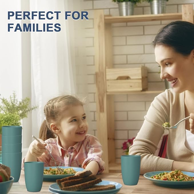 Wrova Wheat Straw Cups 6 PCS Good Alternative to Plastic Reusable Cups 20 oz Unbreakable Drinking Cup Reusable Dishwasher Safe Water Plastic Glasses Green