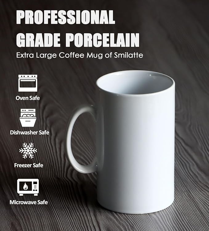 Smilatte 28 OZ Extra Large Ceramic Coffee Mug, M018 Classic Porcelain Boss Super Big Tea Cup with Handle for Office and Home, Blue