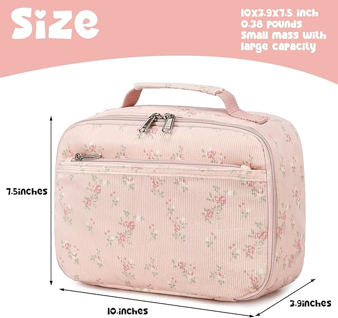 Bluboon Kids Girls Lunch Bag Insulated Lunch Box for school Corduroy Lunch Cooler Organizer School Kids Lunch Tote